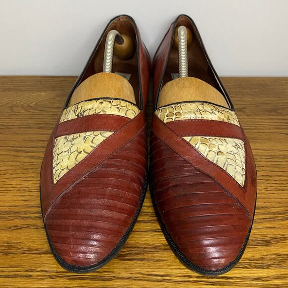 Vintage Stracam Mens Brown Leather Italian Slip On Loafers Dress Shoes Size 11 - Picture 2 of 8